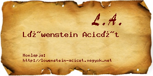 Löwenstein Acicét névjegykártya